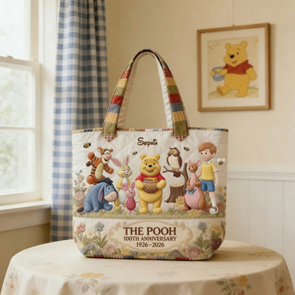 Honey Bear Celebrate Our 100th Anniversary -Personalized Quilted Tote Bag - NSK10027
