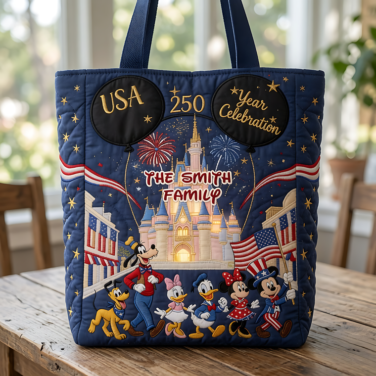 250th Anniversary Celebration With USA Magical Friends - Personalized Quilted Tote Bag - NSK10021