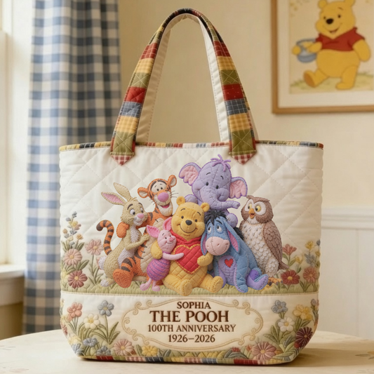 Honey Bear Celebrate 100 Years Of Friendship - Personalized Quilted Tote Bag - NSK10104