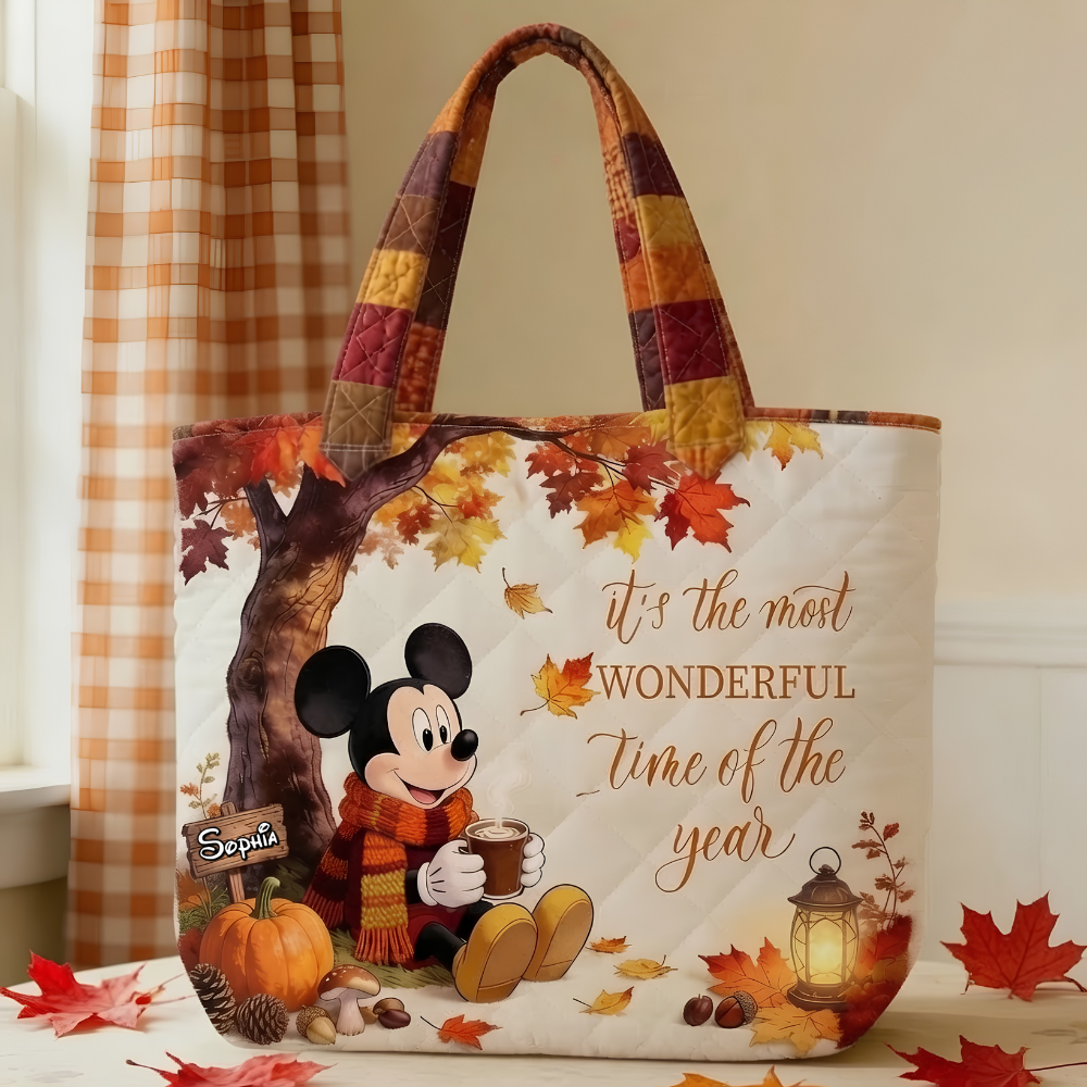 Cozy Fall Magic Mouse - Personalized Quilted Tote Bag - NSK10071