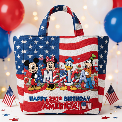 250th Anniversary USA Freedom With Magical Mouse And Friends - Personalized Quilted Tote Bag - NSK10033