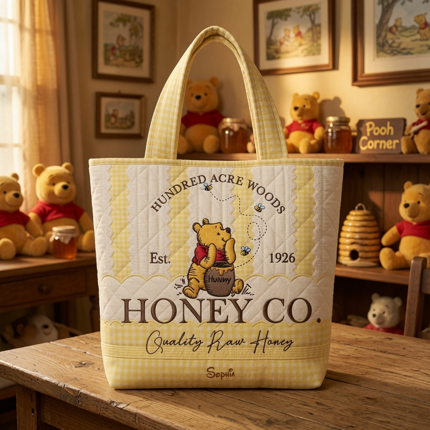 Honey Bear Celebrate 100 Years Of Friendship - Personalized Quilted Tote Bag - NSK10084