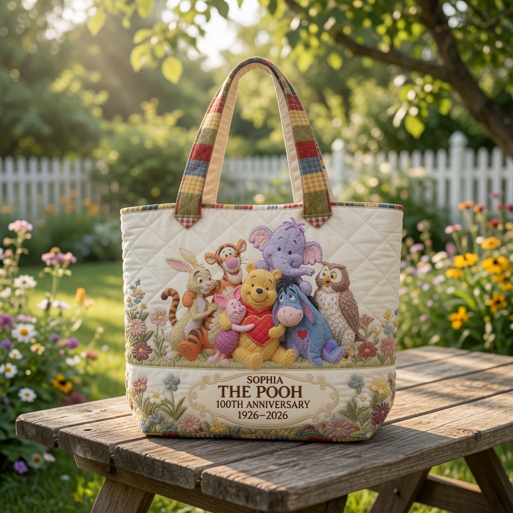 Honey Bear Celebrate 100 Years Of Friendship - Personalized Quilted Tote Bag - NSK10104