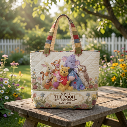 Honey Bear Celebrate 100 Years Of Friendship - Personalized Quilted Tote Bag - NSK10104