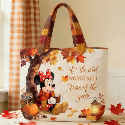 Cozy Fall Magic Mouse - Personalized Quilted Tote Bag - NSK10071