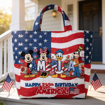 250th Anniversary USA Freedom With Magical Mouse And Friends - Personalized Quilted Tote Bag - NSK10033