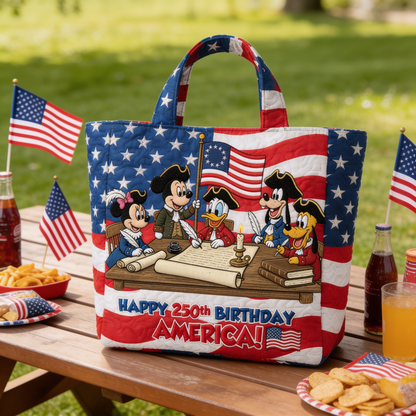 250th Anniversary Celebration With Magical American Leaders - Personalized Quilted Tote Bag - NSK10046