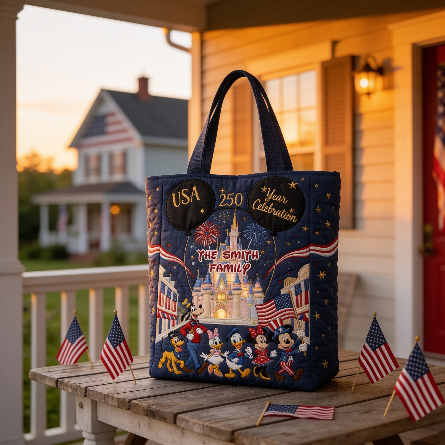 250th Anniversary Celebration With USA Magical Friends - Personalized Quilted Tote Bag - NSK10021