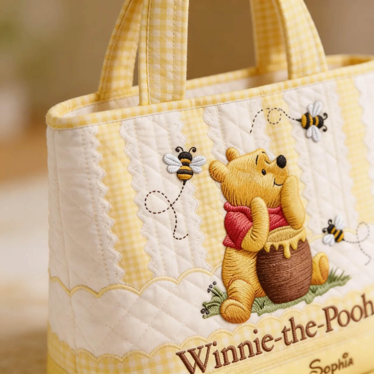Just Loves Honey Bear And Friends - Personalized Quilted Tote Bag - NSK10083