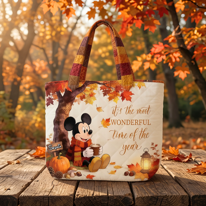 Cozy Fall Magic Mouse - Personalized Quilted Tote Bag - NSK10071