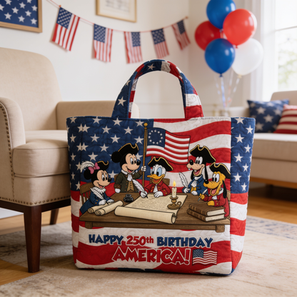 250th Anniversary Celebration With Magical American Leaders - Personalized Quilted Tote Bag - NSK10046