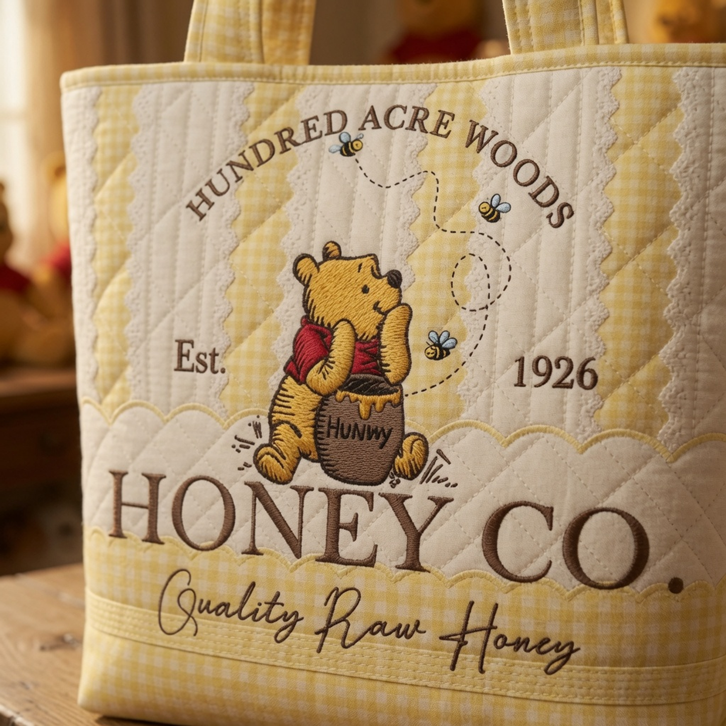 Honey Bear Celebrate 100 Years Of Friendship - Personalized Quilted Tote Bag - NSK10084