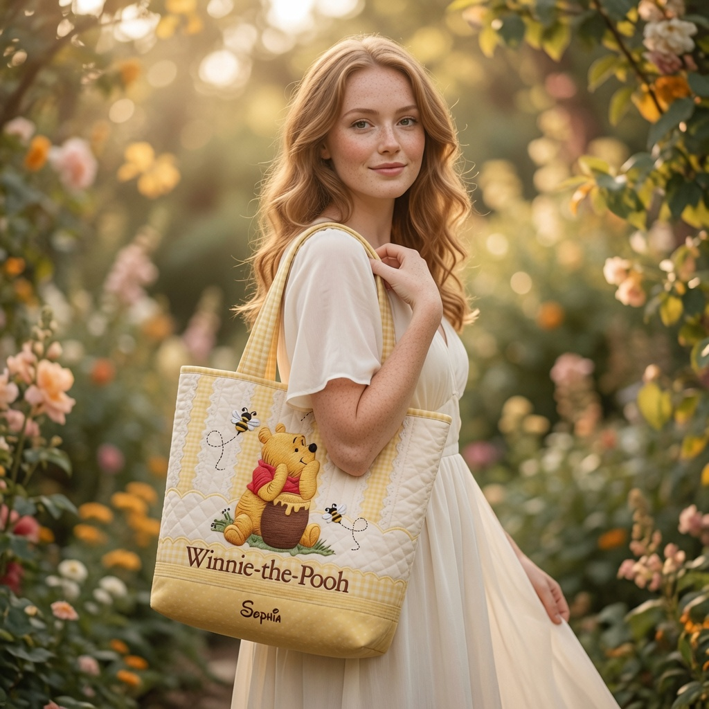 Just Loves Honey Bear And Friends - Personalized Quilted Tote Bag - NSK10083