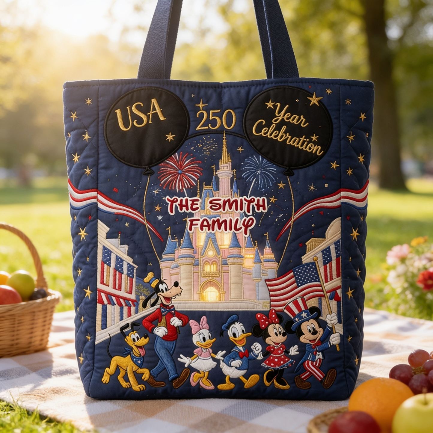 250th Anniversary Celebration With USA Magical Friends - Personalized Quilted Tote Bag - NSK10021