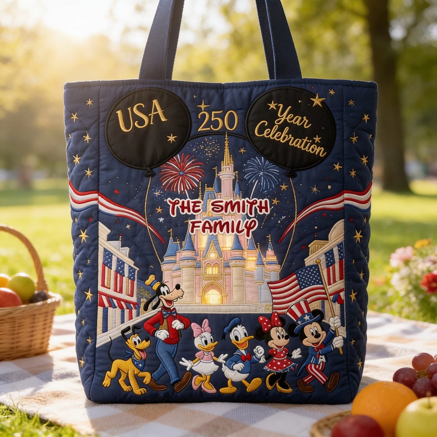 250th Anniversary Celebration With USA Magical Friends - Personalized Quilted Tote Bag - NSK10021