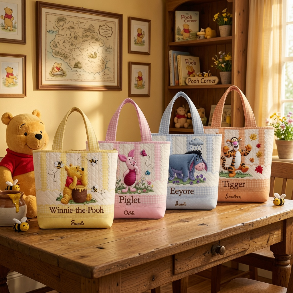 Just Loves Honey Bear And Friends - Personalized Quilted Tote Bag - NSK10083