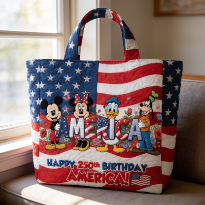 250th Anniversary USA Freedom With Magical Mouse And Friends - Personalized Quilted Tote Bag - NSK10033