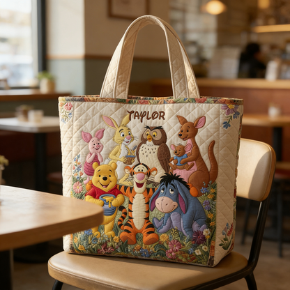 100th Anniversary Honey Bear & Forest Friends - Personalized Quilted Tote Bag - NSK10087