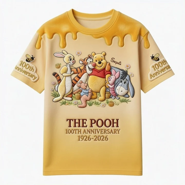 Honey Bear Celebrate Our 100th Anniversary- Personalized Mouse All Over Shirt - MNPS0106