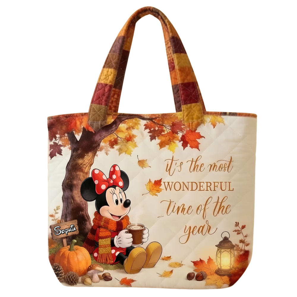 Cozy Fall Magic Mouse - Personalized Quilted Tote Bag - NSK10071