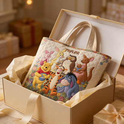 100th Anniversary Honey Bear & Forest Friends - Personalized Quilted Tote Bag - NSK10087
