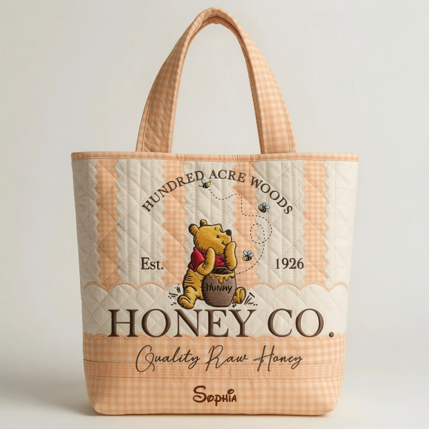 Honey Bear Celebrate 100 Years Of Friendship - Personalized Quilted Tote Bag - NSK10084