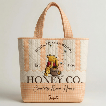 Honey Bear Celebrate 100 Years Of Friendship - Personalized Quilted Tote Bag - NSK10084