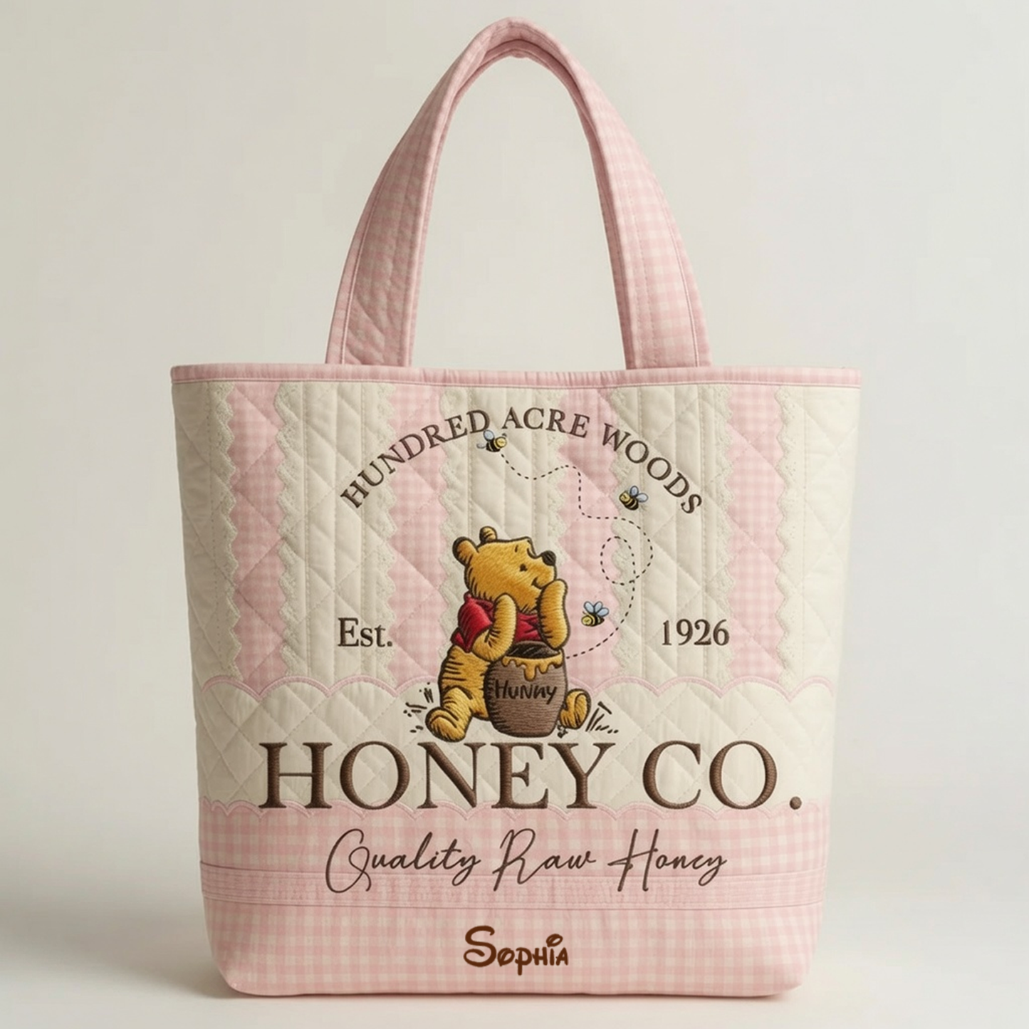 Honey Bear Celebrate 100 Years Of Friendship - Personalized Quilted Tote Bag - NSK10084