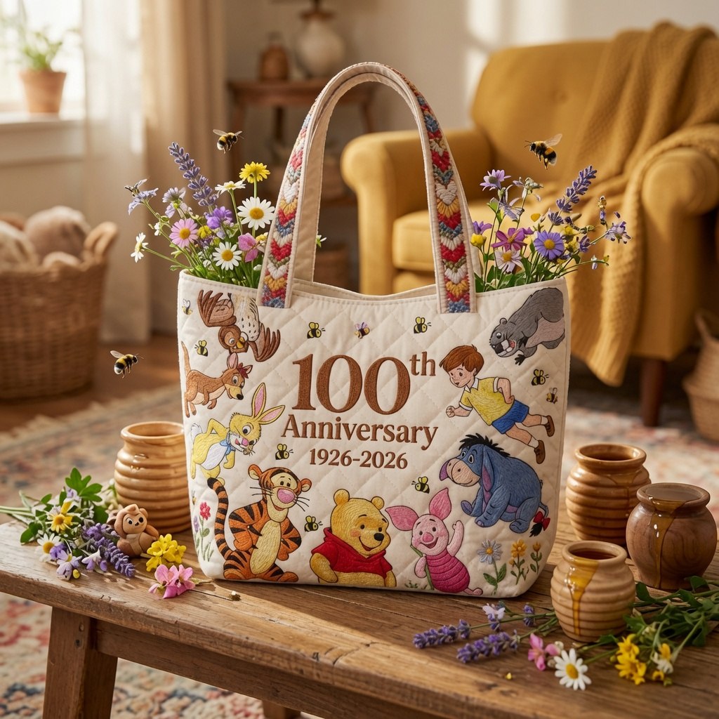 Honey Bear Celebrate 100 Years Of Friendship - Personalized Quilted Tote Bag - NSK10026