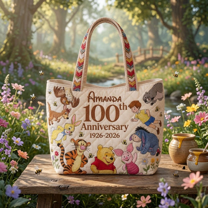Honey Bear Celebrate 100 Years Of Friendship - Personalized Quilted Tote Bag - NSK10026