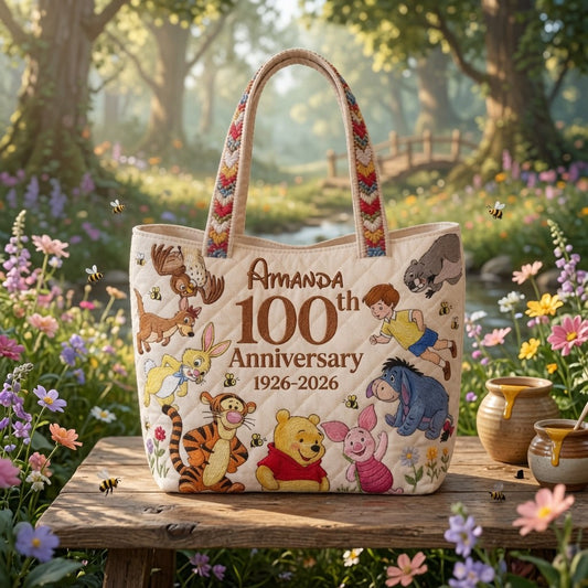 Honey Bear Celebrate 100 Years Of Friendship - Personalized Quilted Tote Bag - NSK10026