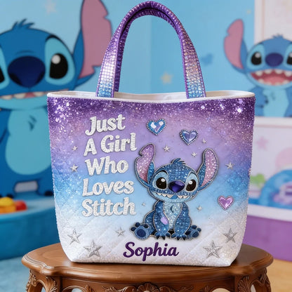 Just A Girl Who Loves Her Little Buddy - Personalized Quilted Tote Bag - NSK10032
