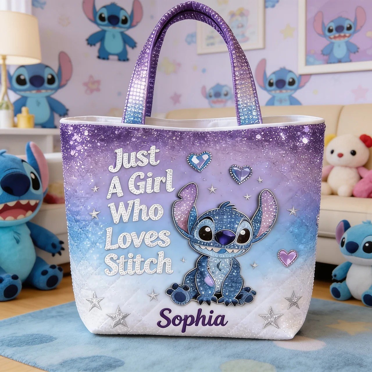 Just A Girl Who Loves Her Little Buddy - Personalized Quilted Tote Bag - NSK10032