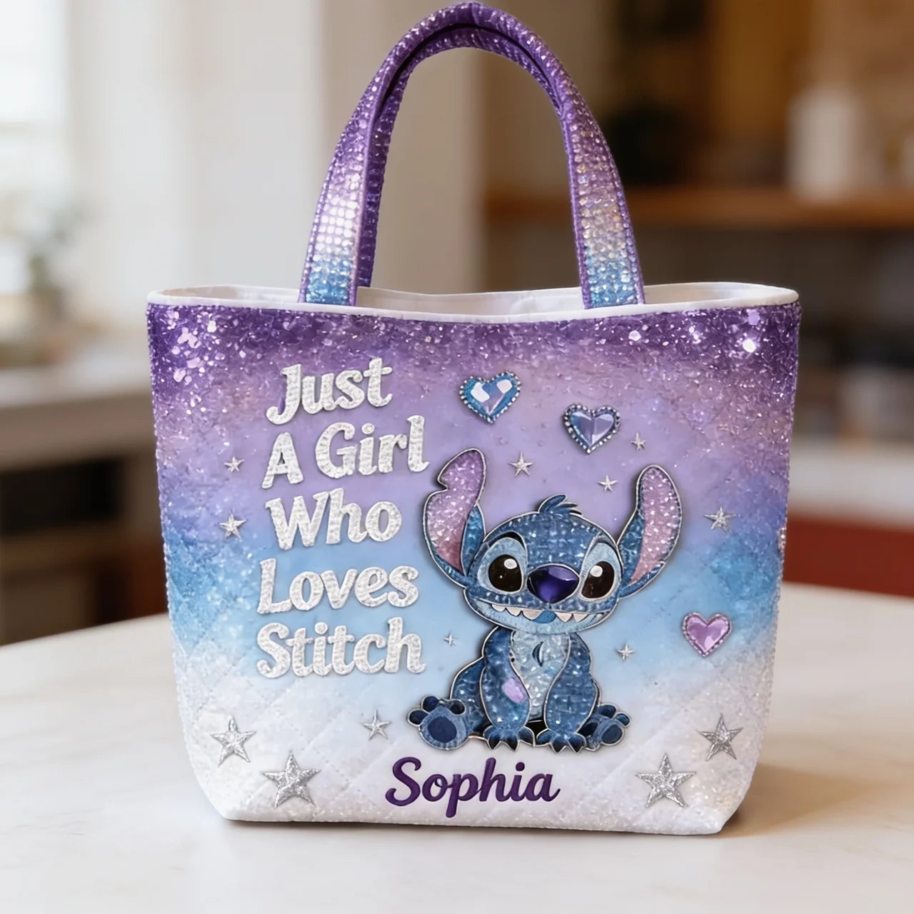 Just A Girl Who Loves Her Little Buddy - Personalized Quilted Tote Bag - NSK10032