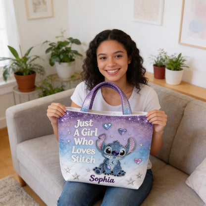 Just A Girl Who Loves Her Little Buddy - Personalized Quilted Tote Bag - NSK10032