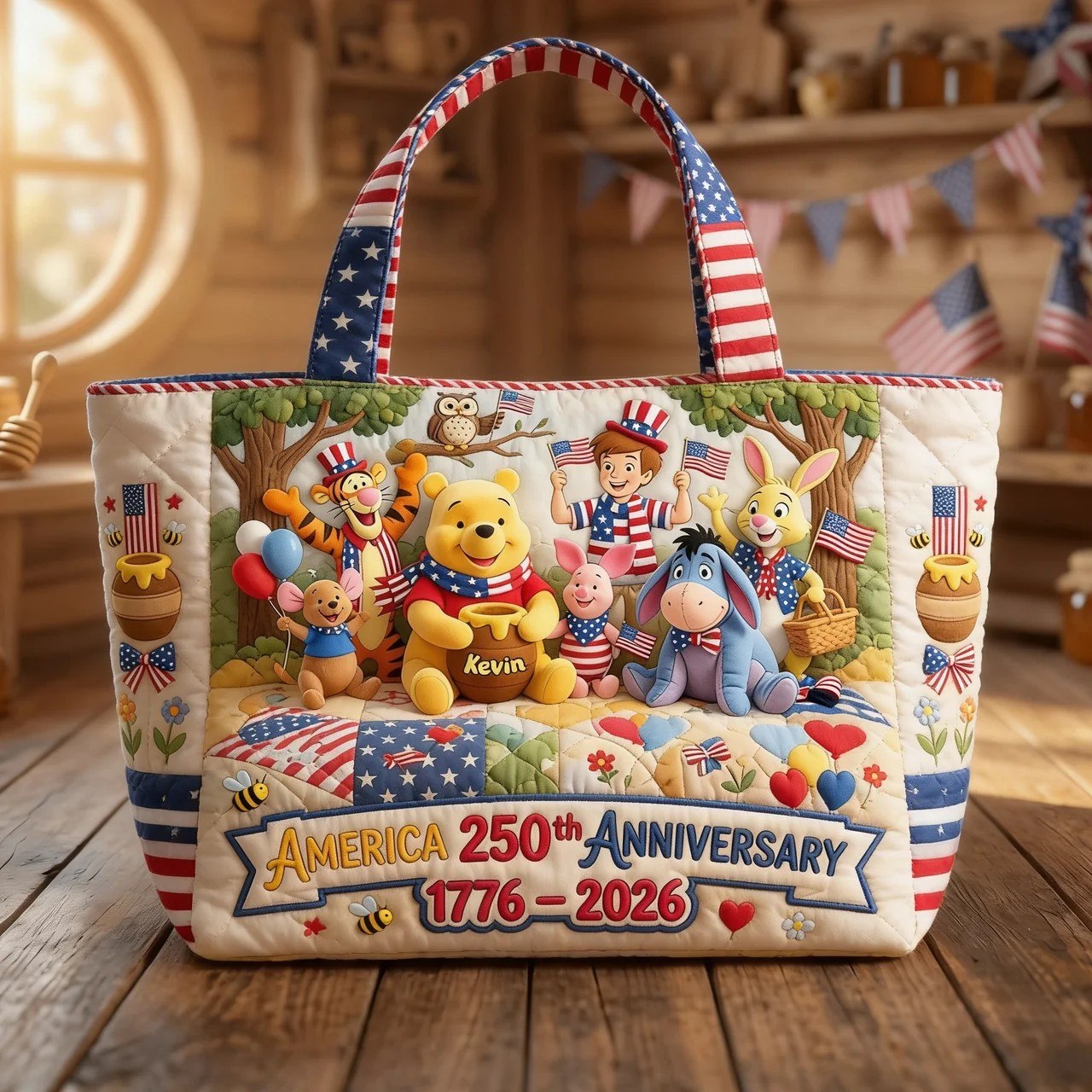250th Anniversary USA Freedom With Magical Mouse And Friends - Personalized Quilted Tote Bag - NSK10042