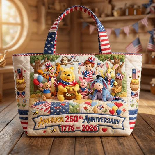 250th Anniversary USA Freedom With Magical Mouse And Friends - Personalized Quilted Tote Bag - NSK10042