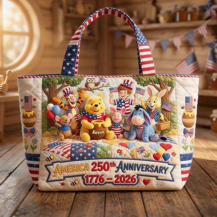 250th Anniversary USA Freedom With Magical Mouse And Friends - Personalized Quilted Tote Bag - NSK10042