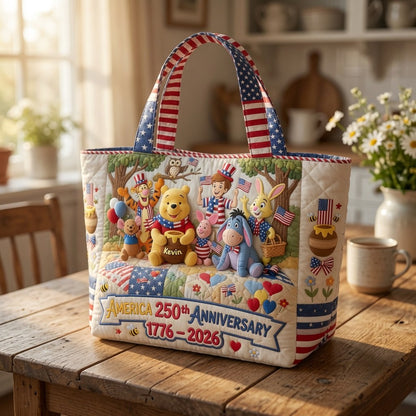 250th Anniversary USA Freedom With Magical Mouse And Friends - Personalized Quilted Tote Bag - NSK10042