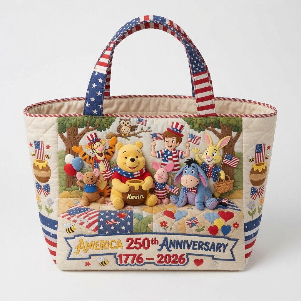 250th Anniversary USA Freedom With Magical Mouse And Friends - Personalized Quilted Tote Bag - NSK10042