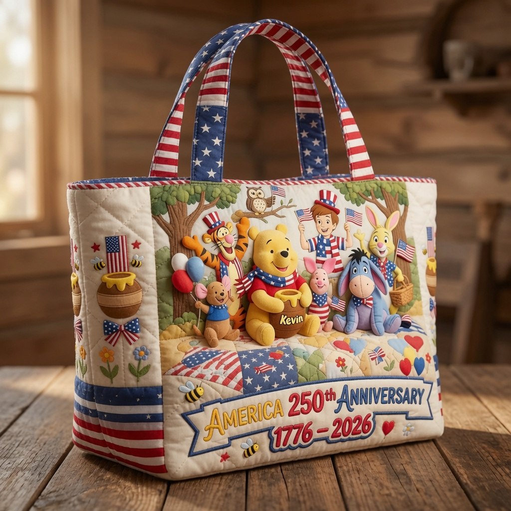 250th Anniversary USA Freedom With Magical Mouse And Friends - Personalized Quilted Tote Bag - NSK10042