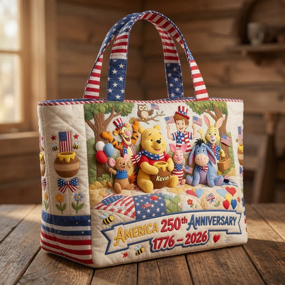 250th Anniversary USA Freedom With Magical Mouse And Friends - Personalized Quilted Tote Bag - NSK10042
