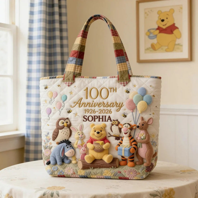 Honey Bear Celebrate 100 Years Of Friendship - Personalized Quilted Tote Bag - NSK10051