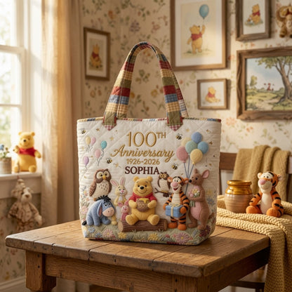 Honey Bear Celebrate 100 Years Of Friendship - Personalized Quilted Tote Bag - NSK10051