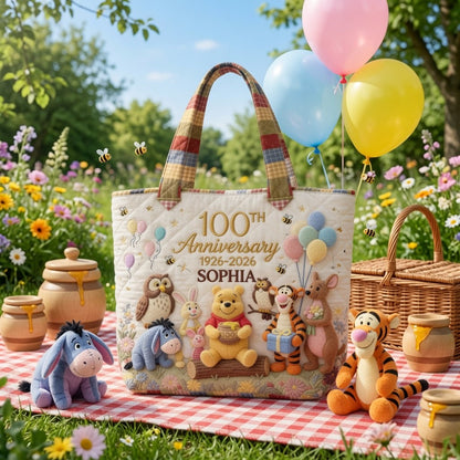 Honey Bear Celebrate 100 Years Of Friendship - Personalized Quilted Tote Bag - NSK10051