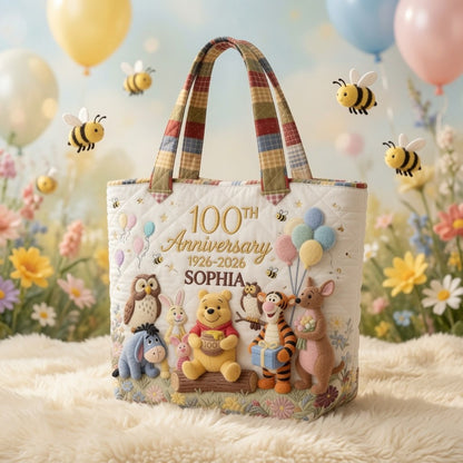 Honey Bear Celebrate 100 Years Of Friendship - Personalized Quilted Tote Bag - NSK10051