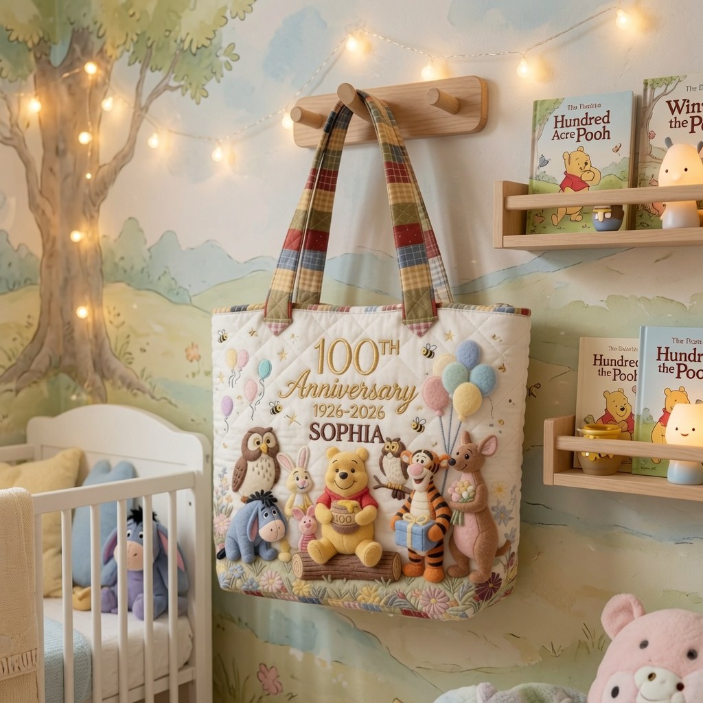 Honey Bear Celebrate 100 Years Of Friendship - Personalized Quilted Tote Bag - NSK10051