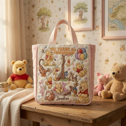 Honey Bear Celebrate 100 Years Of Friendship - Personalized Quilted Tote Bag - NSK10052
