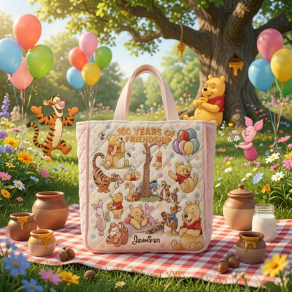 Honey Bear Celebrate 100 Years Of Friendship - Personalized Quilted Tote Bag - NSK10052