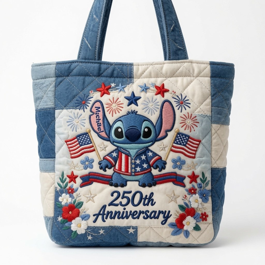 Blue Ohana - Personalized Quilted Tote Bag - NSK10053